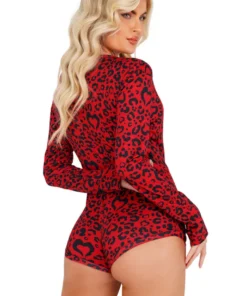 Roma Costume Lingerie Cozy Heart Shaped Leopard Romper