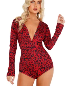 Roma Costume Lingerie Cozy Heart Shaped Leopard Romper