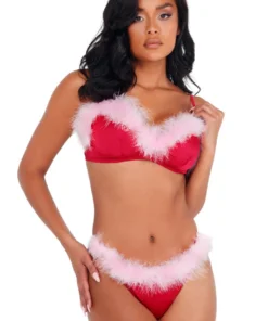 Roma Costume Satin And Marabou Bra Set