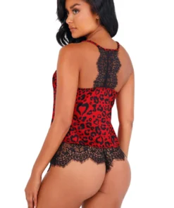 Roma Costume Lingerie Heart Shaped Leopard Pajama Set