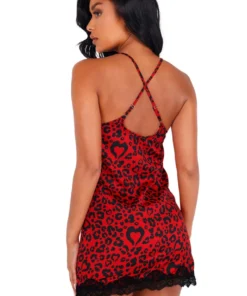 Roma Costume Lingerie Heart Leopard Chemise