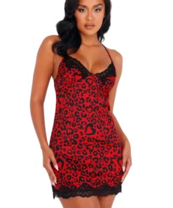 Roma Costume Lingerie Heart Leopard Chemise