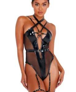 Roma Costume Strappy Vinyl Bodysuit