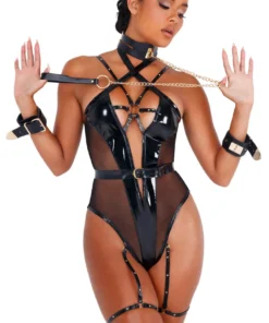 Roma Costume Strappy Vinyl Bodysuit