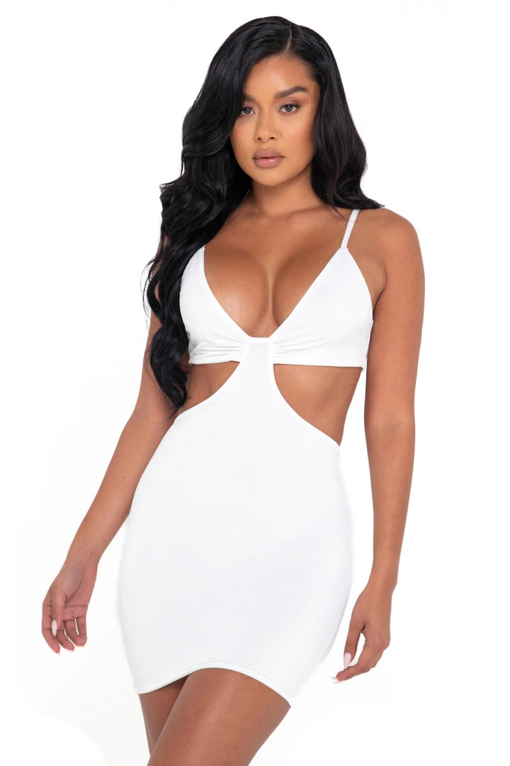 Roma Dresses White Cut Out Mini Dress 1 Roma Dresses White Cut Out Mini Dress