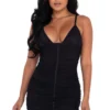 Roma Plunging Ruched Mini Dress