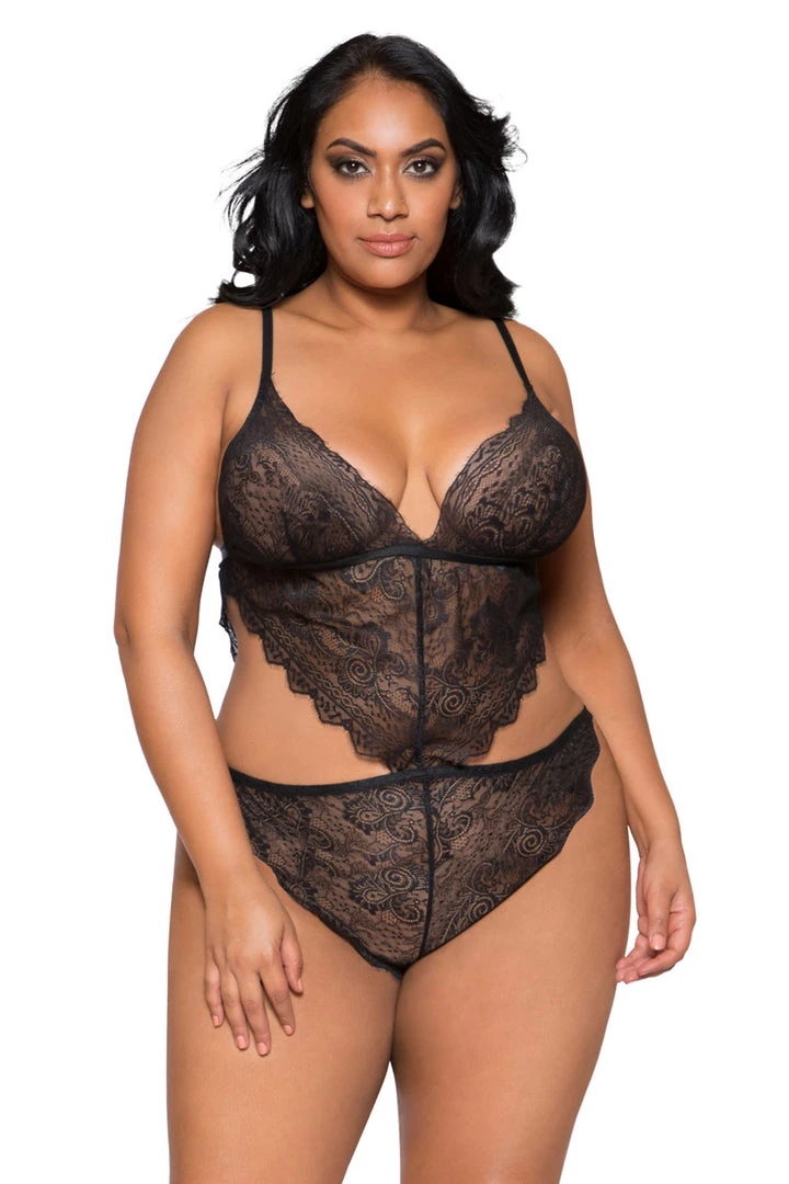 3WISHES Plus Size Lace Cut Out Teddy 1 3WISHES Plus Size Lace Cut Out Teddy