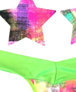 NevaNude Sporty Neon Tetris Nipple Pasties & Thong Panty Lingerie