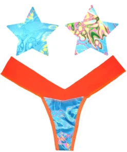 NevaNude Sporty Tropical Skittles Nipple Pasties & Thong Panty Panties