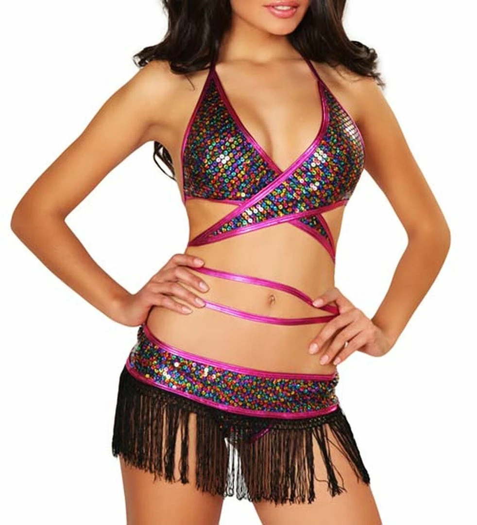 3WISHES Fringe Reflections Multi Colored Club Wear Outfit 2 3WISHES Fringe Reflections Multi Colored Club Wear Outfit