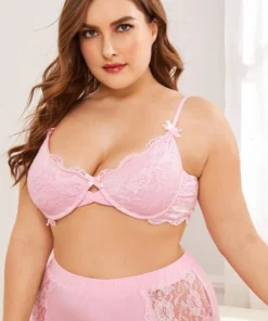 3WISHES Perfectly Pink Plus Bra Set Plus Size