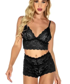 3WISHES Plus Size Lovely Lace Bralette Set