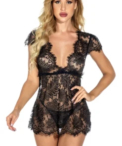3WISHES Plus Size Lovely In Lace Romper