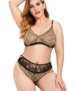 3WISHES Plus Size Fierce Feline Bra Set