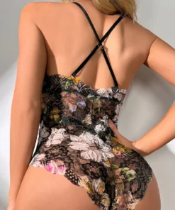 3WISHES Multicolor Lacy V-Cut Teddy Lingerie