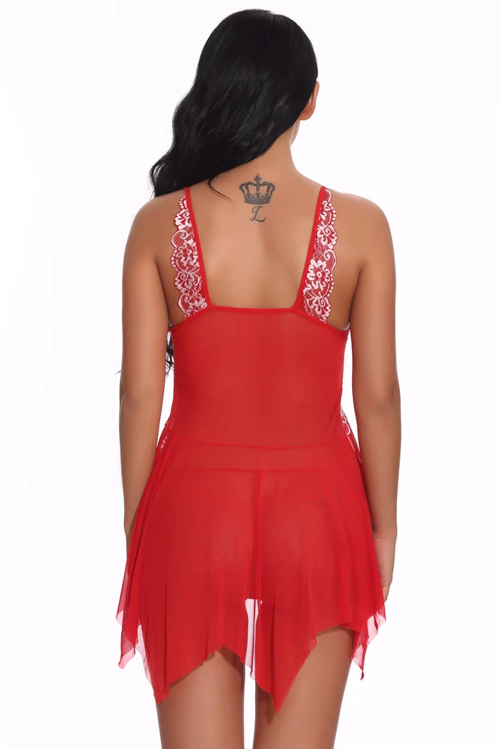 3WISHES Lingerie Mesh And Contrast Lace Babydoll 21 3WISHES Lingerie Mesh And Contrast Lace Babydoll