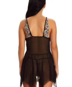 3WISHES Lingerie Mesh And Contrast Lace Babydoll 32 3WISHES Lingerie Mesh And Contrast Lace Babydoll