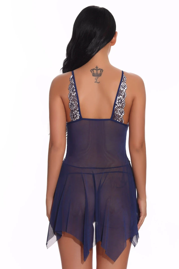 3WISHES Lingerie Mesh And Contrast Lace Babydoll 28 3WISHES Lingerie Mesh And Contrast Lace Babydoll