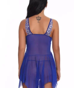 3WISHES Lingerie Mesh And Contrast Lace Babydoll 41 3WISHES Lingerie Mesh And Contrast Lace Babydoll
