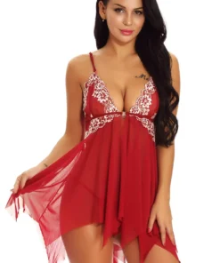3WISHES Lingerie Mesh And Contrast Lace Babydoll 37 3WISHES Lingerie Mesh And Contrast Lace Babydoll