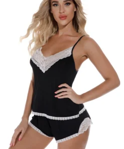3WISHES Black Knit Sleepwear Set