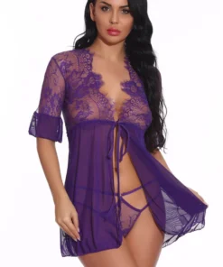 3WISHES Tie Front Robe And Thong Lingerie 26 3WISHES Tie Front Robe And Thong Lingerie