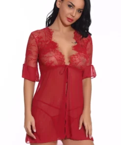 3WISHES Tie Front Robe And Thong Lingerie 33 3WISHES Tie Front Robe And Thong Lingerie