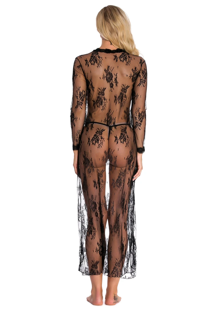3WISHES Long Floral Lace Robe Lingerie 2 3WISHES Long Floral Lace Robe Lingerie
