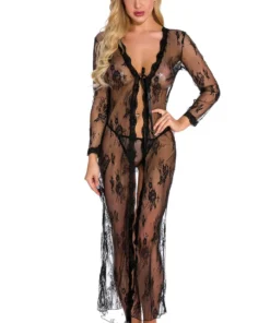 3WISHES Long Floral Lace Robe Lingerie 11 3WISHES Long Floral Lace Robe Lingerie