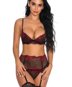 3WISHES Cutesy Contrast Lace Bra Set Bra Sets