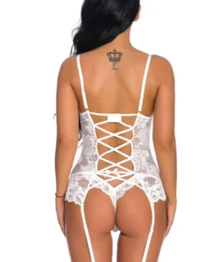 3WISHES Lingerie Lovely Lace Garter Cami Set