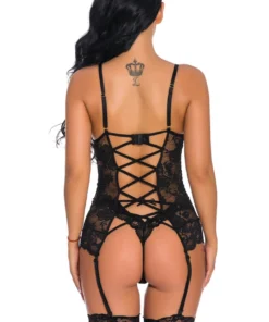 3WISHES Lingerie Lovely Lace Garter Cami Set