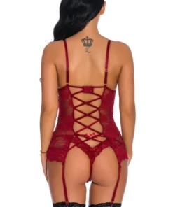3WISHES Lingerie Lovely Lace Garter Cami Set