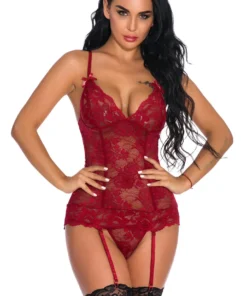 3WISHES Lingerie Lovely Lace Garter Cami Set