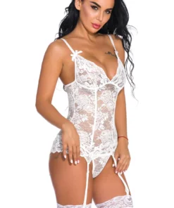 3WISHES Lingerie Lovely Lace Garter Cami Set