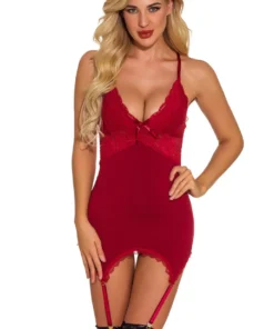 3WISHES Ga Ga Gorgeous Garter Chemise Chemise Lingerie