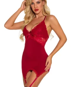 3WISHES Ga Ga Gorgeous Garter Chemise Chemise Lingerie