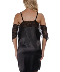 3WISHES Lingerie Cold Shoulder Satin Chemise