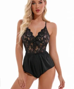 3WISHES Lingerie Peek-a-Boo Romper