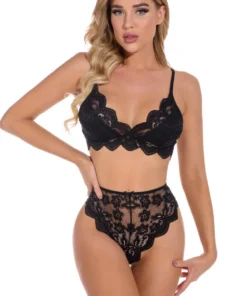 3WISHES Lingerie Lucky Lace Demi Bra And Panty