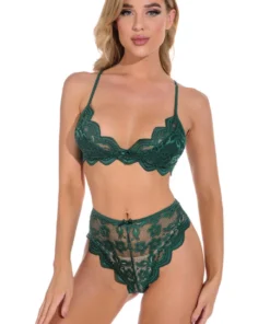 3WISHES Lingerie Lucky Lace Demi Bra And Panty