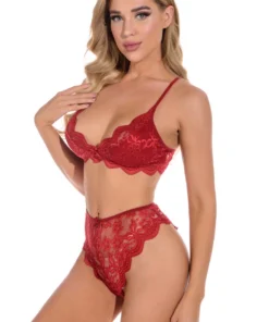 3WISHES Lingerie Lucky Lace Demi Bra And Panty
