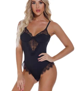 3WISHES Lingerie Lucky Lace Trim Teddy