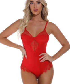 3WISHES Plus Size Lucky Lace Trim Teddy