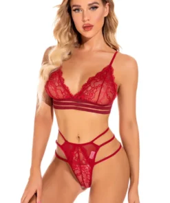 3WISHES Lingerie Sultry Strappy Bra Set