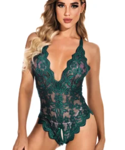 3WISHES Split Crotch Lace Teddy