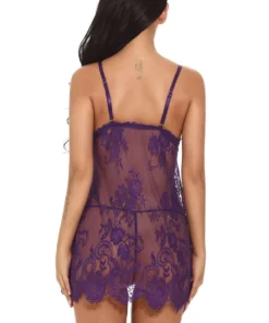 3WISHES Purple Lace Flyaway Babydoll