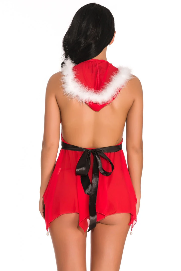 3WISHES Hooded Santa Lingerie Babydoll Babydoll Lingerie 7 3WISHES Hooded Santa Lingerie Babydoll Babydoll Lingerie