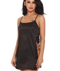 3WISHES Lingerie Open Side Satin Chemise
