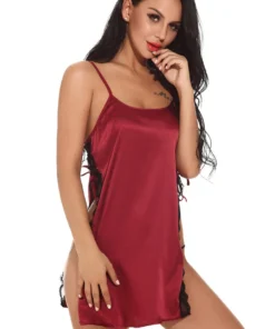3WISHES Lingerie Open Side Satin Chemise